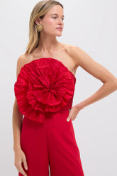 Coral Red No Me Olvides Pleated Top